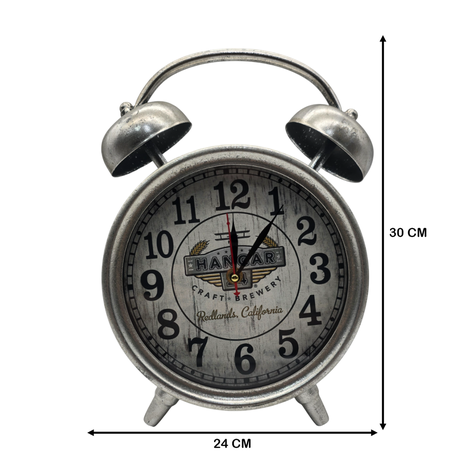 Reloj De Mesa Analogico Hierro Vintage Decorativo Plateado S-5