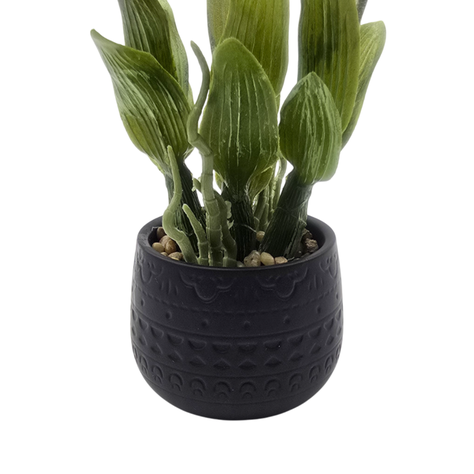 Planta Artificial Orquidea Rosada Decorativa Macetero Loza-4