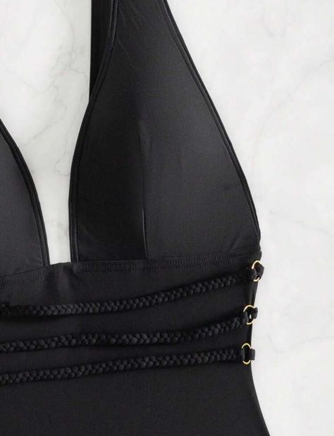 Traje De Baño Mujer Minimalista con Tiras Trenzadas-3