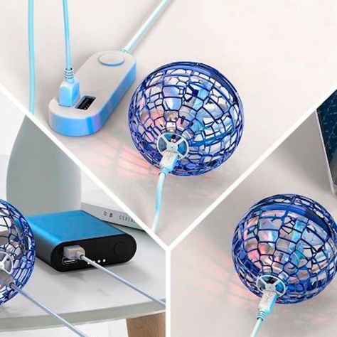 Dron Pelota Voladora Azul Luces Rgb Recargable Flying Control Remoto On/off-2