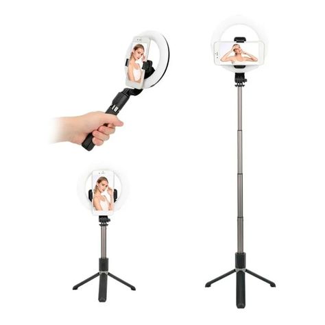 Aro De Luz Led Selfie Stick Monopod Con Tripode Bluetooth-4
