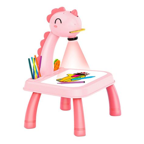 Proyector Tablero De Dibujo Juguete Educativo Aprendizaje Diseño Dragon Rosa-0