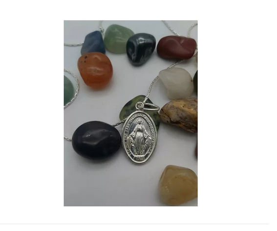 Colgante Virgen Del Rayo + Cadena Hilo Plata Italiana 925-1