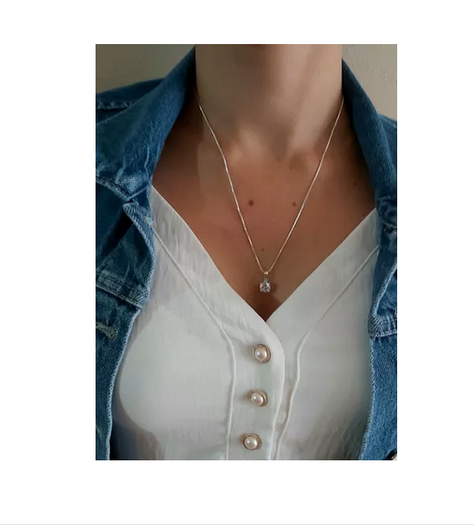 Collar Mujer Punto De Luz Plata Italiana 925-1