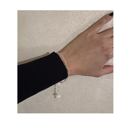 Pulsera San Benito Y Cruz Mujer- Plata Fina Italiana 925-1