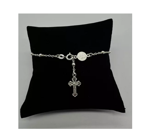 Pulsera San Benito Y Cruz Mujer- Plata Fina Italiana 925-3