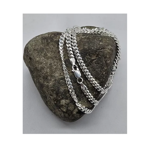 Cadena Cubana Plata Fina Italiana 925 - 4 Mm Collar Hombre-5