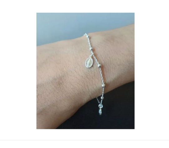 Pulsera Mujer Plata Italiana 925 Virgen Con Regula-1
