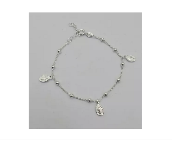 Pulsera Mujer Plata Italiana 925 Virgen Con Regula-2