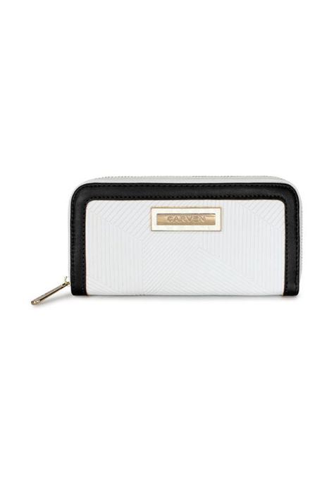Billetera mujer Greta blanca y negra Carven Paris-4