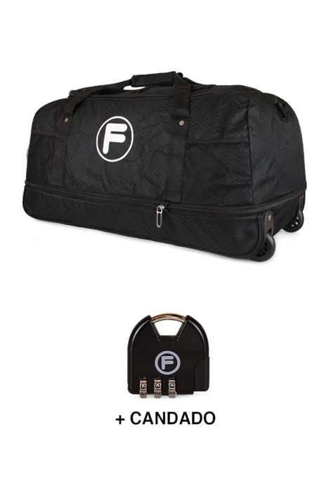 Bolso Goliat negro enrollable con ruedas 80 ltrs+ Candado F la Maleta de Chile-0