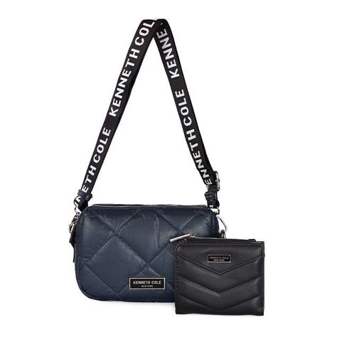 Cartera acolchada Peyton Azul + Billetera Abella Negro-0