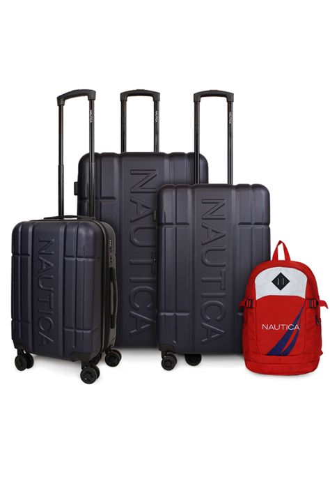 Set 3 Maletas Amsterdam S+M+L + Mochila Atlas roja Nautica-0