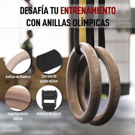 Anillas Olímpicas Madera Fitnics Calistenia Crossfit 2 unids-1