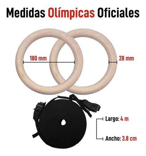 Anillas Olímpicas Madera Fitnics Calistenia Crossfit 2 unids-3