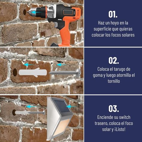 Foco Reflector Solar Maxwell Led Exterior Pared Set de 4-6