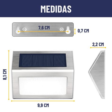 Foco Reflector Solar Maxwell Led Exterior Pared Set de 4-8