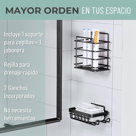 Organizador De Ducha Repisa Baño Jabonera Set 4 Inoxidable-3