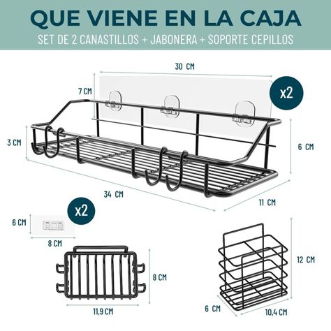 Organizador De Ducha Repisa Baño Jabonera Set 4 Inoxidable-5