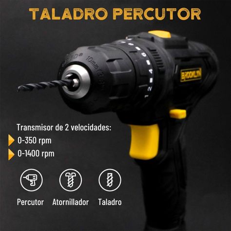 KIT Taladro Percutor Inalambrico 12v + 20 Cepillos Limpieza-1