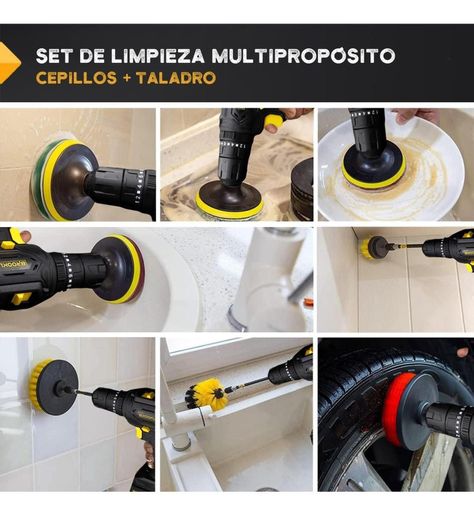 KIT Taladro Percutor Inalambrico 12v + 20 Cepillos Limpieza-2