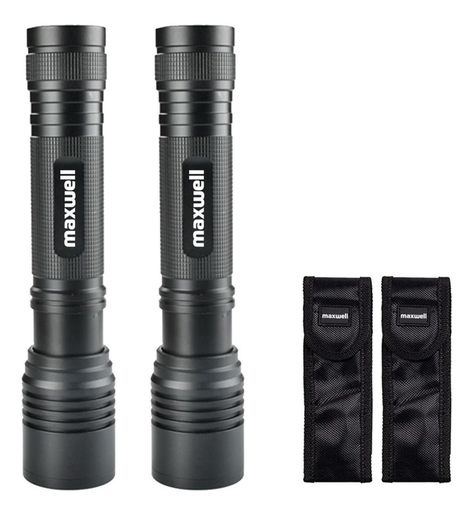 Linterna Led Tactica Set de 2 Maxwell Bateria Impermeable-0