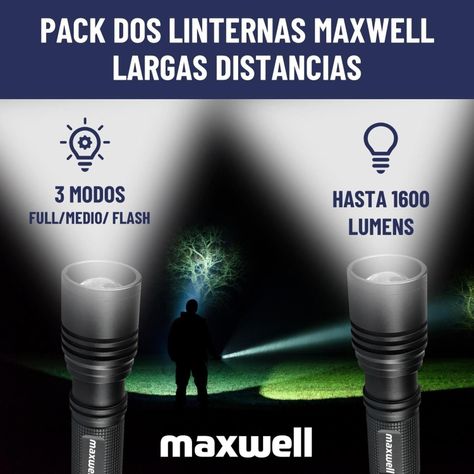 Linterna Led Tactica Set de 2 Maxwell Bateria Impermeable-1