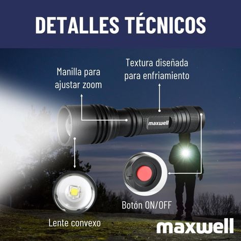 Linterna Led Tactica Set de 2 Maxwell Bateria Impermeable-2