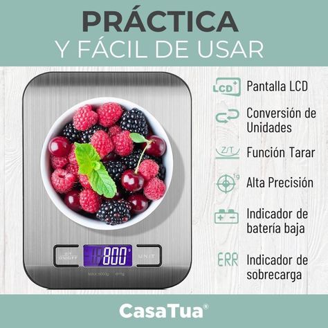 Balanza Pesa Digital Cocina Gramera Acero Inoxidable 5 Kilos-1