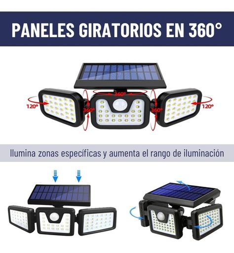 Foco Led Solar Exterior Maxwell Sensor Movimiento 3 Direcc-4