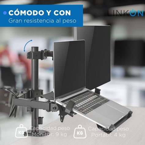 Soporte Brazo Doble Para Monitor Notebook Linkon Escritorio-1