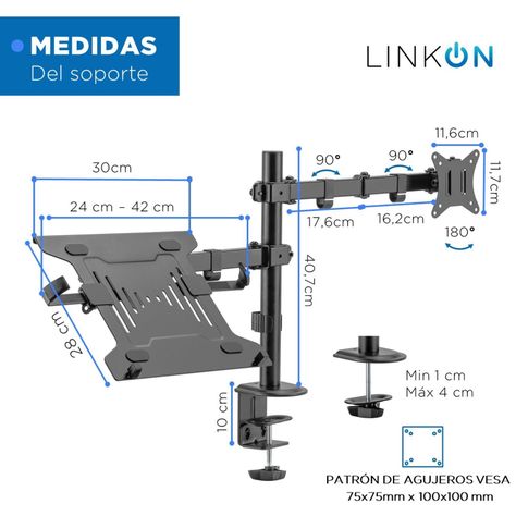Soporte Brazo Doble Para Monitor Notebook Linkon Escritorio-4