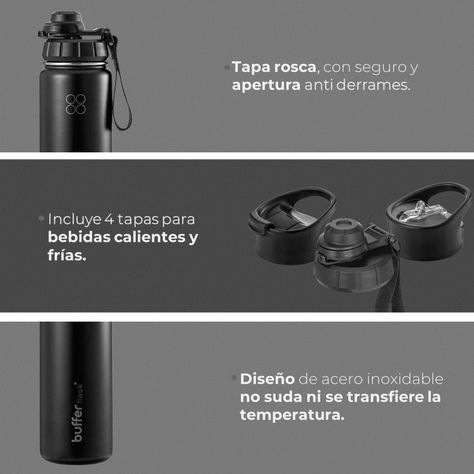 Botella Termica Agua Buffer Acero Inoxidable + Tapas 700ml-5