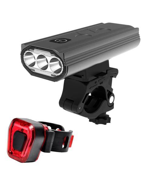 Luz Bicicleta Set Delantera Trasera USB Impermeable Aluminio-0