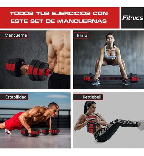 Mancuernas Ajustables Set 15kg 3 en 1 + Barra + Kettlebell-2