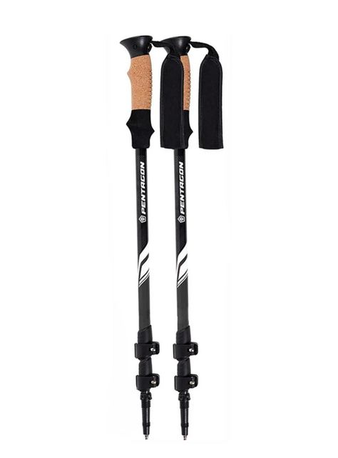 Bastones de Trekking Set de 2 Plegables Aluminio Pentagon negro-0