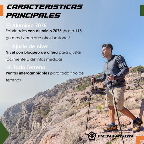 Bastones de Trekking Set de 2 Plegables Aluminio Pentagon negro-2