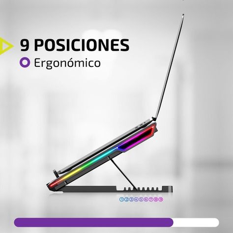 Base Ventilador Notebook Enfriador 6 Fans LCD RGB Hasta 17"-7