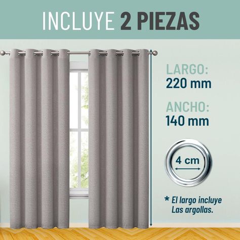 Cortinas Blackout 100% Casatua 2 Paños 140x220 Textura Lino-5