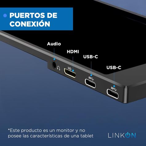 Monitor Portatil Full HD 15.6" Multiples Conexiones Linkon-5