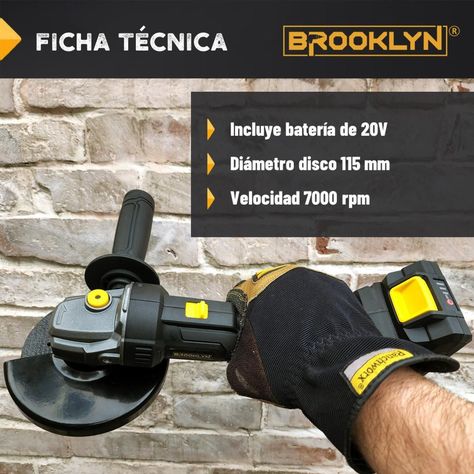 Esmeril Angular Inalambrico 20v Brooklyn Incluye Bateria-3