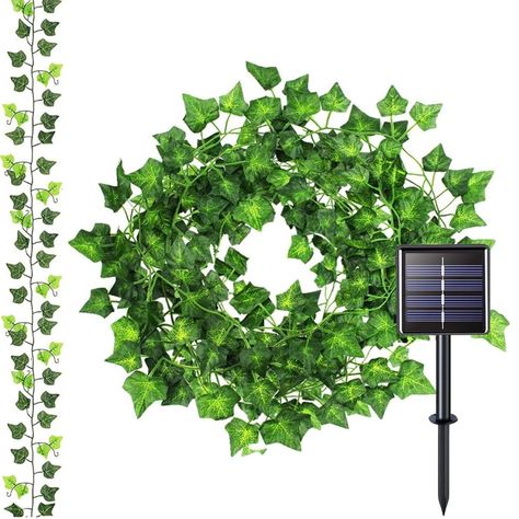 Guirnalda Luces Led Solar Cortina Hojas Enredadera Set 2 x7m-0