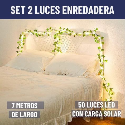 Guirnalda Luces Led Solar Cortina Hojas Enredadera Set 2 x7m-1