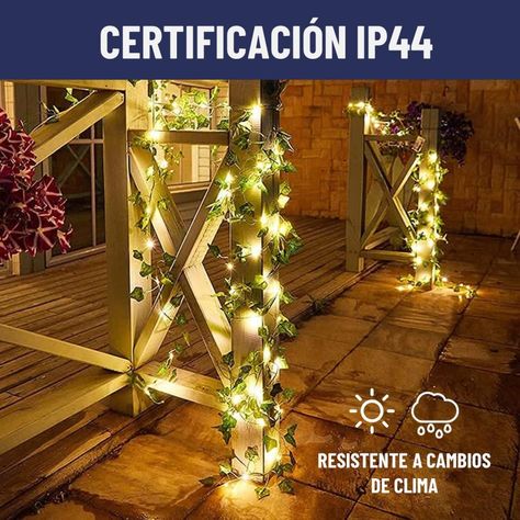 Guirnalda Luces Led Solar Cortina Hojas Enredadera Set 2 x7m-2