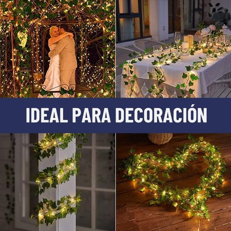 Guirnalda Luces Led Solar Cortina Hojas Enredadera Set 2 x7m-4