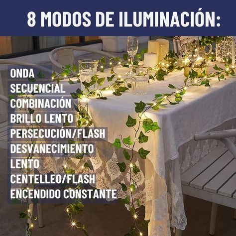 Guirnalda Luces Led Solar Cortina Hojas Enredadera Set 2 x7m-5