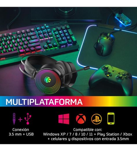 Audifonos Gamer Cybeat Bison PC PS4 PS5 Xbox luz RGB-2
