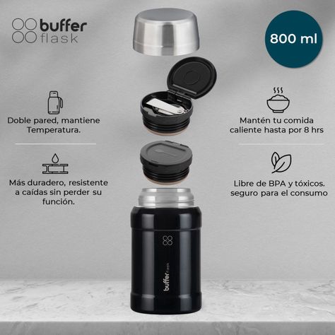 Termo Comida Y Liquido Buffer Multiproposito 800ml + Bolso-1