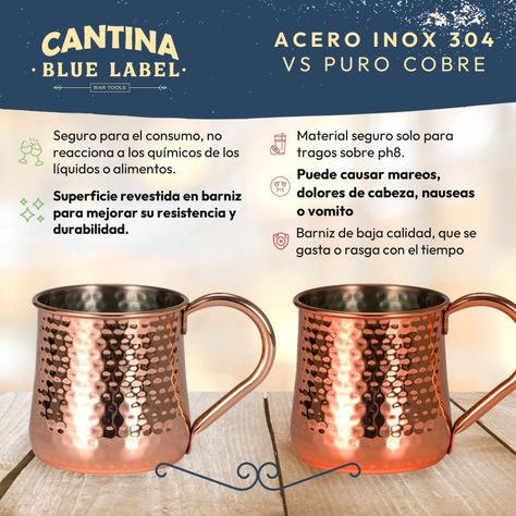 Mug Vasos De Cobre Set 2 Cantina Moscow Mule Coctel Tragos-5