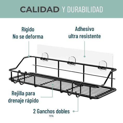 Organizador De Ducha Set X2 Repisa Baño Adhesivo Inoxidable negro-2